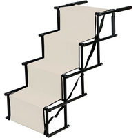 Produktbild von JEOBEST Hunderampe Tiertreppe mit 4 Stufen für Hunde und Senioren, beige, höhenverstellbar und klappbar