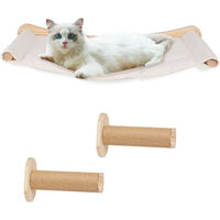 Produktbild von JEOBEST Katzen-Hängematte als Wand-Kletterwand aus Massivholz inklusive 2 Katzentreppen für erwachsene Katzen