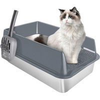 Produktbild von JEOBEST Katzentoilette aus Edelstahl Offene Schalentoilette Größe L für Katzen