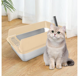 JEOBEST Katzentoilette aus Edelstahl XL Offene Schalentoilette für Katzen – Bild 1 von 2