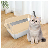 Produktbild von JEOBEST Katzentoilette aus Edelstahl XL Offene Schalentoilette für Katzen