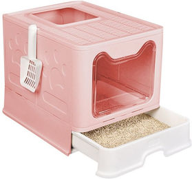 JEOBEST Katzentoilette mit Schubladensystem und Klappfunktion, geschlossenes Katzenklo zur Spritz- und Geruchshemmung – Bild 1 von 1