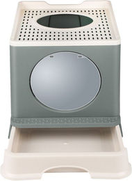 JEOBEST Top-Entry Katzentoilette mit Deckel aus Kunststoff in Grau für erwachsene Katzen bis 15kg – Bild 1 von 5