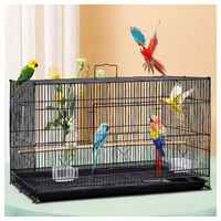 Produktbild von JEOBEST Vogelkäfig Vogelvoliere für Wellensittiche Kanarienvögel und Papageien mit herausnehmbarem Tablett und 2 Sitzstangen in Schwarz