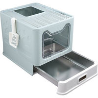 Produktbild von JEOBEST XXL Haubentoilette für Katzen mit Edelstahl-Schublade und Anti-Streu-Design