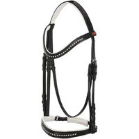 Produktbild von JM Dressurzaum aus Leder mit strassverziertem Nasenband und Zügeln in Schwarz