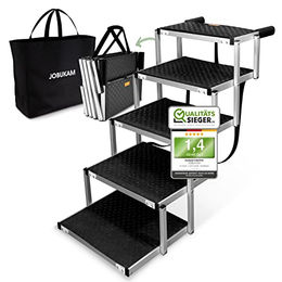 JOBUKAM Hundetreppe für das Auto 65cm Schwarz aus Aluminium 5-stufig für große Hunde bis 70kg klappbar – Bild 1 von 13