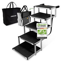 Produktbild von JOBUKAM Hundetreppe für das Auto 65cm Schwarz aus Aluminium 5-stufig für große Hunde bis 70kg klappbar