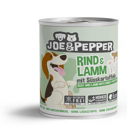 Produktbild von Joe & Pepper Hundefutter Adult Rind und Lamm mit Süßkartoffeln Stückchen in Sauce Getreidefrei 6x800g