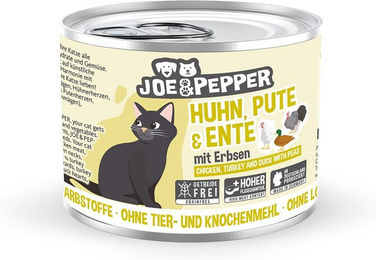 Produktbild von Joe & Pepper Katzen Nassfutter Huhn Pute Ente mit Erbsen getreidefrei und mit hohem Fleischanteil 6x200g - 6 x 200 g