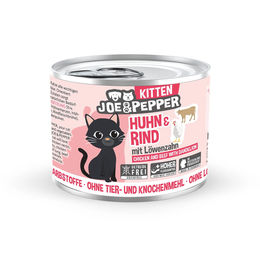 Produktbild von Joe & Pepper Katzen Nassfutter Kitten Huhn & Rind Getreidefrei mit hohem Fleischanteil 6x200g
