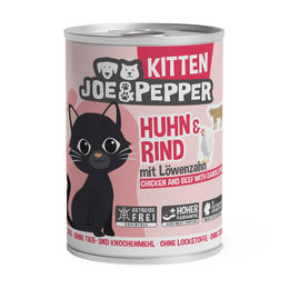 Produktbild von Joe & Pepper Katzen Nassfutter Kitten Huhn & Rind mit Löwenzahn getreidefrei 6x400g