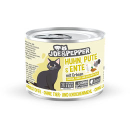 Produktbild von Joe & Pepper Katzenfutter Adult Huhn Pute Ente mit Erbsen getreidefrei 6x200g