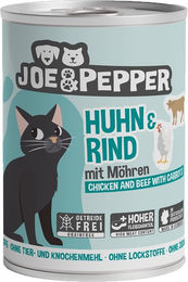 Produktbild von Joe & Pepper Katzenfutter Huhn & Rind mit Möhren Adult Getreidefrei Hoher Fleischanteil 6x400g - 6 x 400 g