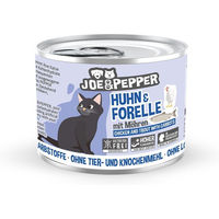 Produktbild von Joe & Pepper Katzenfutter Huhn und Forelle mit Möhren getreidefrei für erwachsene Katzen 6x200g