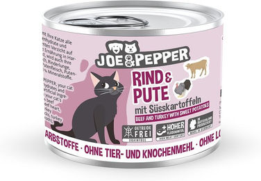 Produktbild von Joe & Pepper Katzenfutter Rind & Pute mit Süßkartoffeln Adult Getreidefrei Hoher Fleischanteil 6x200g - 6 x 200 g