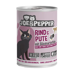 Produktbild von Joe & Pepper Katzenfutter Rind & Pute mit Süßkartoffeln Adult Getreidefrei Hoher Fleischanteil 6x400g