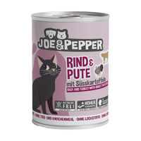 Produktbild von Joe & Pepper Katzenfutter Rind & Pute mit Süßkartoffeln Adult Getreidefrei Hoher Fleischanteil 6x400g