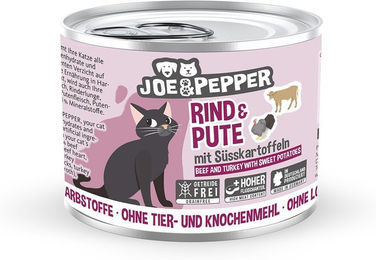 Produktbild von Joe & Pepper Katzenfutter Rind und Pute mit Süßkartoffeln Adult Getreidefrei 6x200g