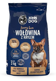John Dog Berry Line Trockenfutter für Hunde kleine und mittlere Rassen Adult Rind mit Krill getreidefrei 3kg – Bild 1 von 8