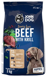 John Dog Berry Puppy Getreidefreies Trockenfutter für Welpen mittlerer und großer Rassen mit Rind und Krill 3kg – Bild 1 von 2