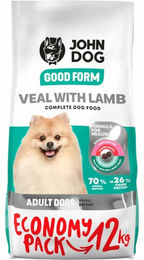 JOHN DOG Good Form Adult Mini Trockenfutter für kleine Hunde mit Kalb und Lamm glutenfrei 12 kg – Bild 1 von 1