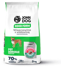 JOHN DOG Good Form Trockenfutter für kleine Hunde Adult Schwein mit Rind glutenfrei 3kg – Bild 1 von 2