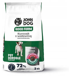 JOHN DOG Good Form Trockenfutter für kleine Hunde mit Huhn und Rind, glutenfrei, 3kg – Bild 1 von 3