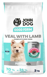 John Dog Good Form Welpen Trockenfutter Kalb und Lamm glutenfrei 3kg – Bild 1 von 1