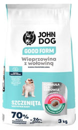 JOHN DOG Good Form Welpentrockenfutter Schwein mit Rind Getreidefrei und Glutenfrei 3 kg – Bild 1 von 1