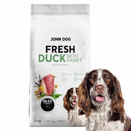JOHN DOG Premium Trockenfutter für erwachsene Hunde mit Ente und Kaninchen getreidefrei 12kg – Bild 1 von 2