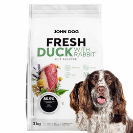 JOHN DOG Premium Trockenfutter für erwachsene Hunde mit Ente und Kaninchen getreidefrei 3kg – Bild 1 von 3