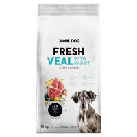 Produktbild von JOHN DOG Premium Welpenfutter Fresh Kalb und Kaninchen getreidefrei Trockenfutter für Hunde 12kg