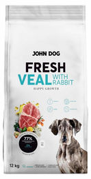 JOHN DOG Premium Welpenfutter Kalb und Kaninchen mit Spirulina-Algen getreidefrei 12kg – Bild 1 von 4