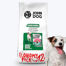 JOHN DOG Trockenfutter für Hunde Adult Huhn und Rind Glutenfrei 12kg – Bild 1 von 2
