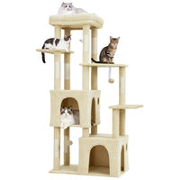 Produktbild von Jojoka Kratzbaum für Katzen mit Kratzstamm Höhle und Hängematte Beige 157 x 99 x 46 cm