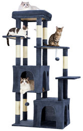 Jojoka Kratzbaum für Katzen mit Kratzstamm Höhle und Hängematte Blau 157 x 99 x 46 cm – Bild 1 von 1