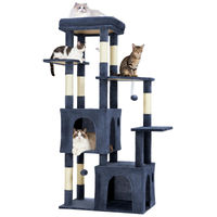 Produktbild von Jojoka Kratzbaum für Katzen mit Kratzstamm Höhle und Hängematte Blau 157 x 99 x 46 cm