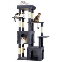 Produktbild von Jojoka Kratzbaum für Katzen mit Kratzstamm Höhle und Hängematte Dunkelgrau 157 x 99 x 46 cm