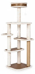 JooTech Kratzbaum für Katzen mit 5 Ebenen, Aussichtskörbchen und Spielmöglichkeiten in Beige/Braun, 120 cm hoch – Bild 1 von 1