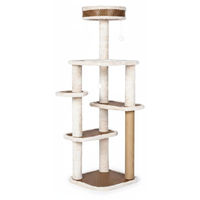 Produktbild von JooTech Kratzbaum für Katzen mit 5 Ebenen, Aussichtskörbchen und Spielmöglichkeiten in Beige/Braun, 120 cm hoch