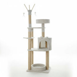 JooTech Kratzbaum für Katzen mit Höhle und 5 Ebenen in Grau 151 cm hoch – Bild 1 von 1