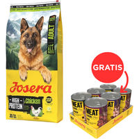 Produktbild von Josera High Protein Adult Hundefutter Huhn glutenfrei 12,5kg plus Josera Meat Lovers Pure 6x400g