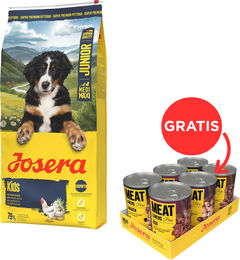 Produktbild von Josera Junior Kids Hundefutter für mittlere Rassen 12,5kg und Josera Meat Lovers Pure Geflügel 6x400g glutenfrei