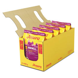 Josera Miniwell Trockenfutter für ausgewachsene Hunde kleiner Rassen Geflügel und Reis 5 x 900 g weizenfrei - 5 x 900 g – Bild 1 von 4