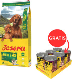 Produktbild von Josera Mother and Puppy Hundefutter Lachs mit Reis für Welpen glutenfrei 12,5kg plus Josera Meat Lovers Pure 6x400g