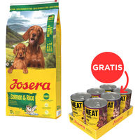 Produktbild von Josera Mother and Puppy Hundefutter Lachs mit Reis für Welpen glutenfrei 12,5kg plus Josera Meat Lovers Pure 6x400g