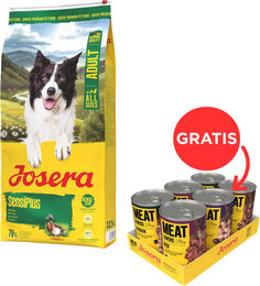 Produktbild von Josera SensiPlus Hundefutter Adult Glutenfrei und Sensitive 12,5kg mit Josera Meat Lovers Pure Geflügel und Ente 6x400g