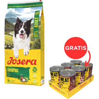 Produktbild von Josera SensiPlus Hundefutter Adult Glutenfrei und Sensitive 12,5kg mit Josera Meat Lovers Pure Geflügel und Ente 6x400g