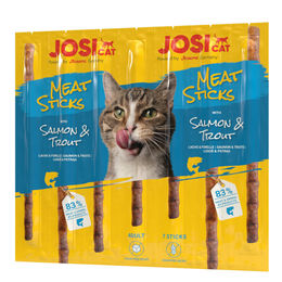 JosiCat Meat Sticks Salmon & Trout Kausnacks für ausgewachsene Katzen Lachs & Forelle getreidefrei 20 x 7 Stück à 35 g - 20 x 35 g – Bild 1 von 6